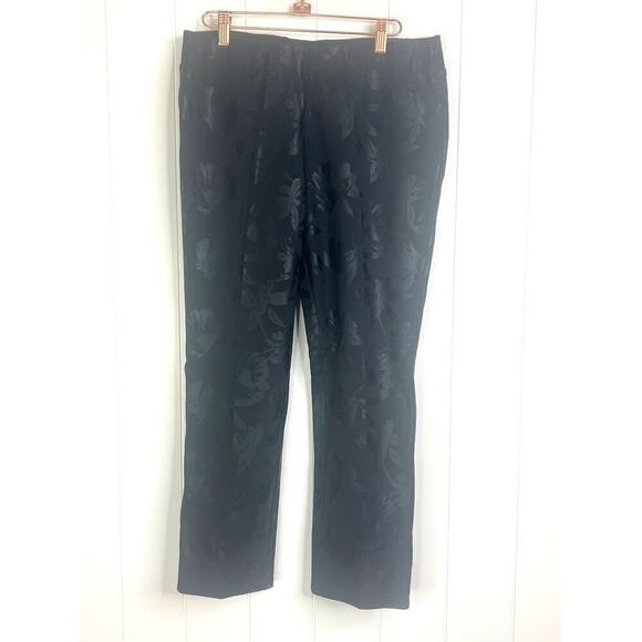 Soft Surroundings Pants - Soft Surroundings Black Floral Jaquard Dress Pants with Elastic Waist Size MP